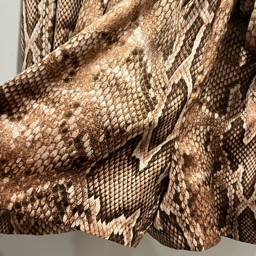 Snake Print Satin Effect Flowy Short With Attache… - image 3